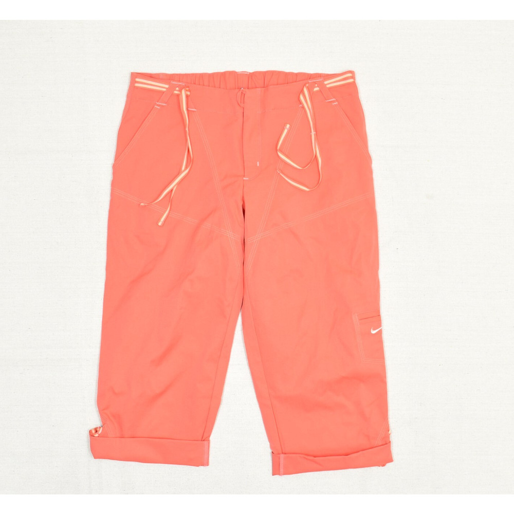 Nike Women's Capri Pants Straight Zip Solid Polyester Orange Size M